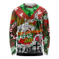 Personalised Rabbitohs ANZAC Day Long Sleeve Shirt Aboriginal Rising Sun