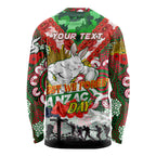 Personalised Rabbitohs ANZAC Day Long Sleeve Shirt Aboriginal Rising Sun