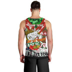Personalised Rabbitohs ANZAC Day Men Tank Top Aboriginal Rising Sun