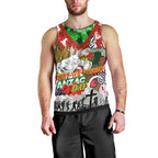 Personalised Rabbitohs ANZAC Day Men Tank Top Aboriginal Rising Sun