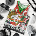 Personalised Rabbitohs ANZAC Day Men Tank Top Aboriginal Rising Sun