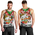 Personalised Rabbitohs ANZAC Day Men Tank Top Aboriginal Rising Sun