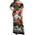 Personalised Rabbitohs ANZAC Day Off Shoulder Maxi Dress Aboriginal Rising Sun