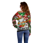 Personalised Rabbitohs ANZAC Day Off Shoulder Sweater Aboriginal Rising Sun