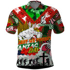 Personalised Rabbitohs ANZAC Day Polo Shirt Aboriginal Rising Sun