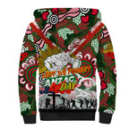 Personalised Rabbitohs ANZAC Day Sherpa Hoodie Aboriginal Rising Sun