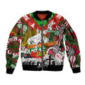 Personalised Rabbitohs ANZAC Day Sleeve Zip Bomber Jacket Aboriginal Rising Sun