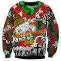 Personalised Rabbitohs ANZAC Day Sweatshirt Aboriginal Rising Sun