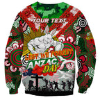 Personalised Rabbitohs ANZAC Day Sweatshirt Aboriginal Rising Sun