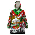 Personalised Rabbitohs ANZAC Day Wearable Blanket Hoodie Aboriginal Rising Sun