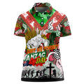 Personalised Rabbitohs ANZAC Day Women Polo Shirt Aboriginal Rising Sun