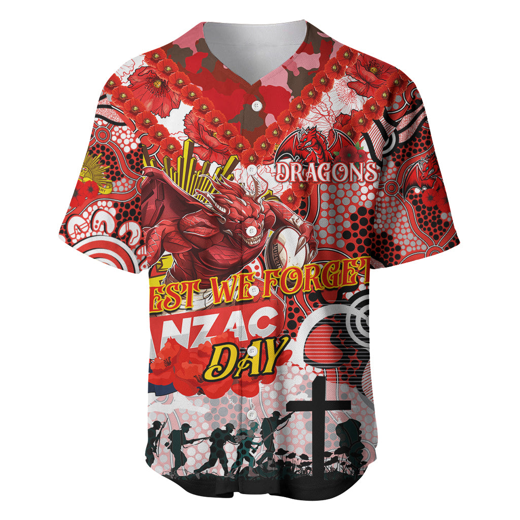 Personalised Dragons ANZAC Day Baseball Jersey Aboriginal Rising Sun