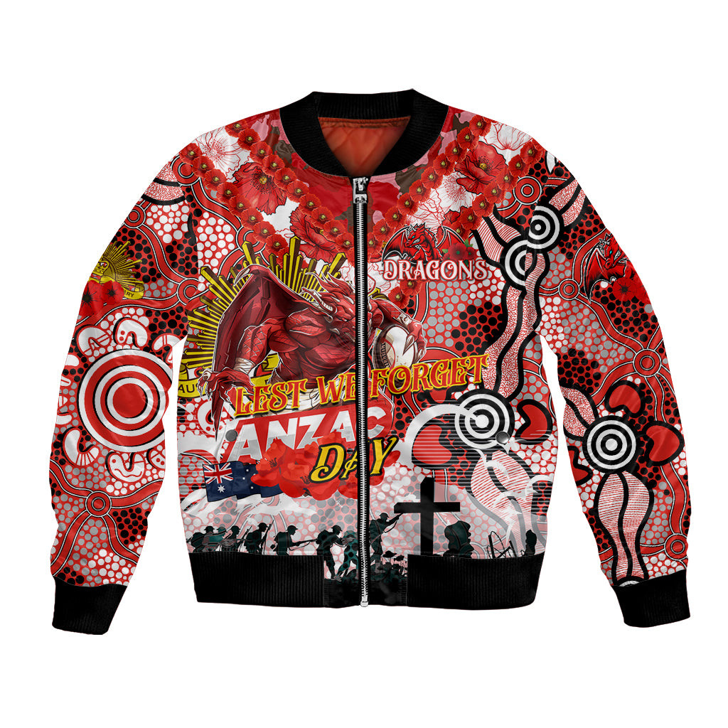 Personalised Dragons ANZAC Day Bomber Jacket Aboriginal Rising Sun
