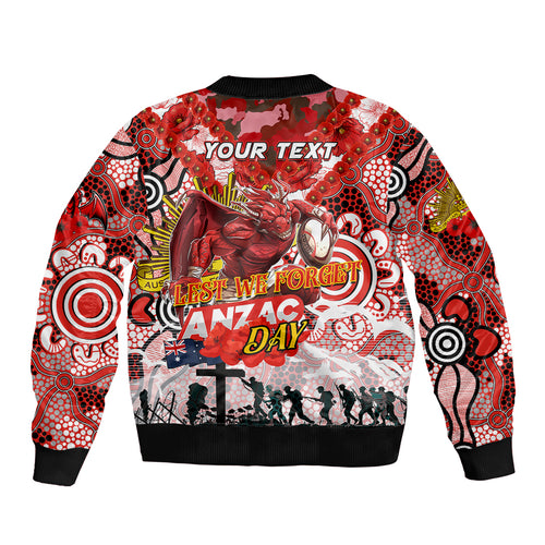 Personalised Dragons ANZAC Day Bomber Jacket Aboriginal Rising Sun