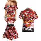 Personalised Dragons ANZAC Day Couples Matching Mermaid Dress and Hawaiian Shirt Aboriginal Rising Sun