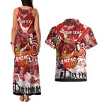 Personalised Dragons ANZAC Day Couples Matching Tank Maxi Dress and Hawaiian Shirt Aboriginal Rising Sun