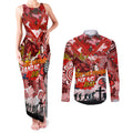 Personalised Dragons ANZAC Day Couples Matching Tank Maxi Dress and Long Sleeve Button Shirt Aboriginal Rising Sun