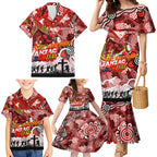 Personalised Dragons ANZAC Day Family Matching Mermaid Dress and Hawaiian Shirt Aboriginal Rising Sun