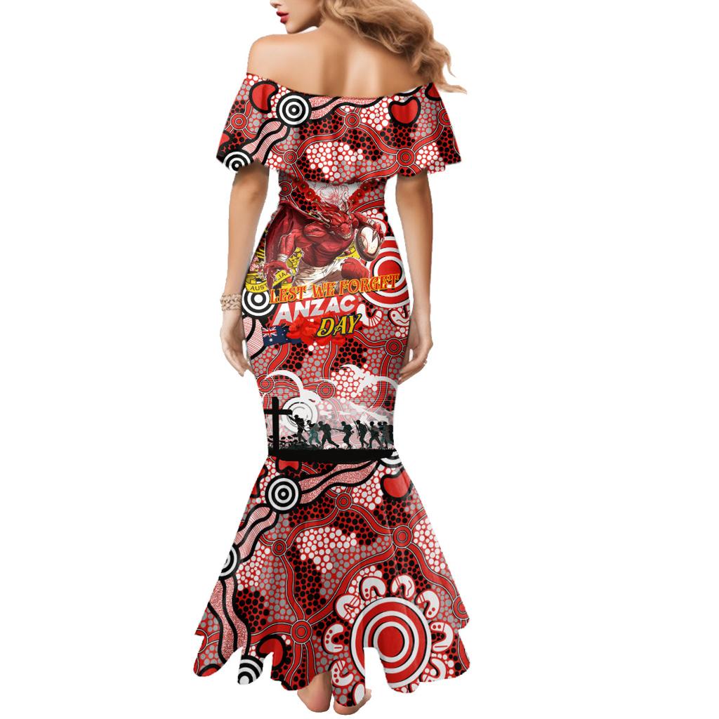 Personalised Dragons ANZAC Day Family Matching Mermaid Dress and Hawaiian Shirt Aboriginal Rising Sun