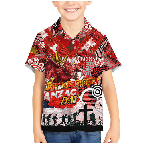 Personalised Dragons ANZAC Day Family Matching Mermaid Dress and Hawaiian Shirt Aboriginal Rising Sun