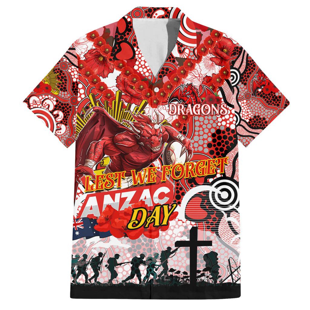Personalised Dragons ANZAC Day Family Matching Off Shoulder Maxi Dress and Hawaiian Shirt Aboriginal Rising Sun
