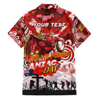 Personalised Dragons ANZAC Day Family Matching Off Shoulder Short Dress and Hawaiian Shirt Aboriginal Rising Sun