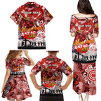 Personalised Dragons ANZAC Day Family Matching Puletasi and Hawaiian Shirt Aboriginal Rising Sun
