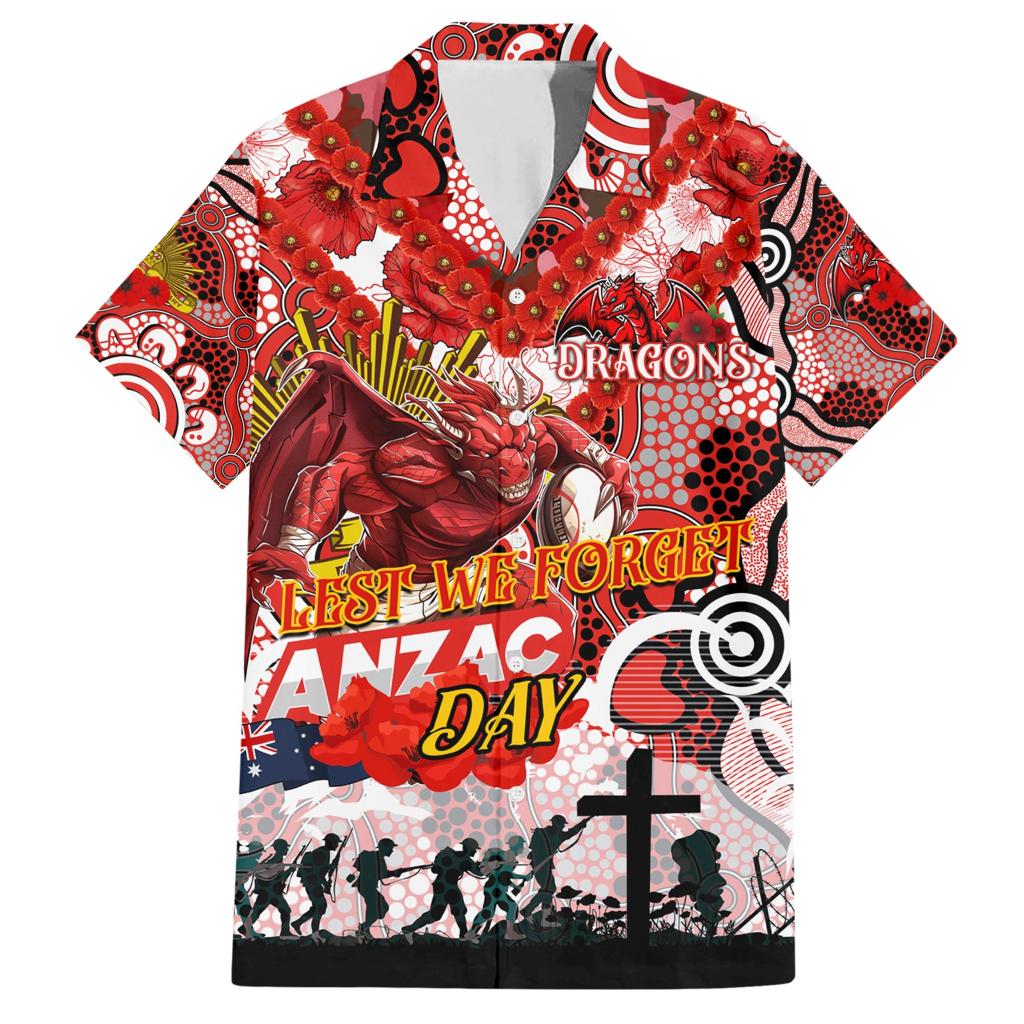Personalised Dragons ANZAC Day Family Matching Short Sleeve Bodycon Dress and Hawaiian Shirt Aboriginal Rising Sun
