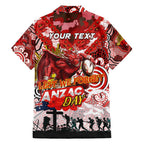 Personalised Dragons ANZAC Day Family Matching Short Sleeve Bodycon Dress and Hawaiian Shirt Aboriginal Rising Sun