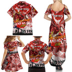 Personalised Dragons ANZAC Day Family Matching Summer Maxi Dress and Hawaiian Shirt Aboriginal Rising Sun