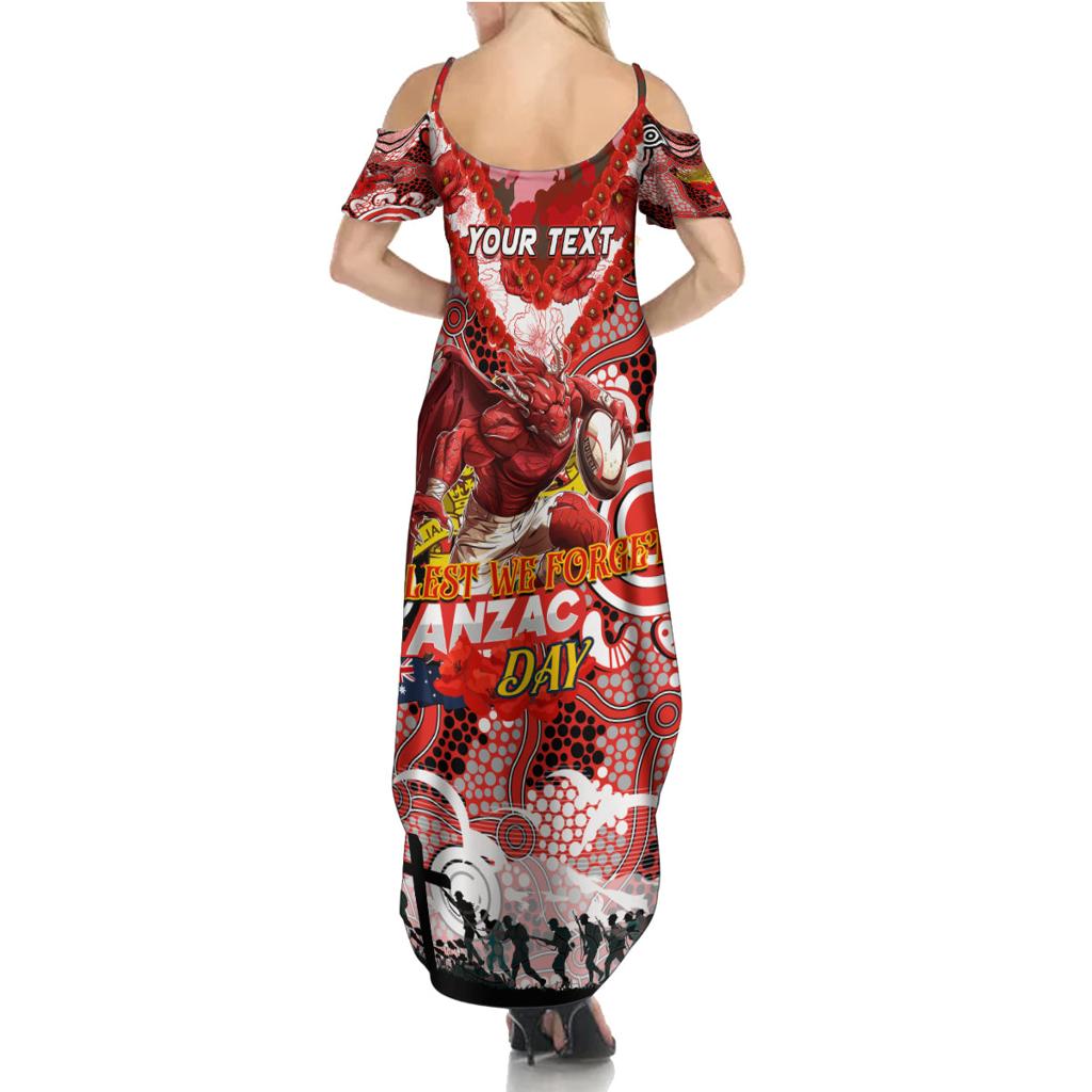 Personalised Dragons ANZAC Day Family Matching Summer Maxi Dress and Hawaiian Shirt Aboriginal Rising Sun