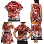 Personalised Dragons ANZAC Day Family Matching Tank Maxi Dress and Hawaiian Shirt Aboriginal Rising Sun