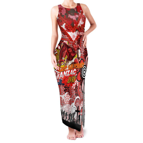 Personalised Dragons ANZAC Day Family Matching Tank Maxi Dress and Hawaiian Shirt Aboriginal Rising Sun
