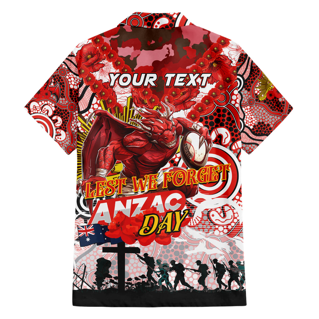 Personalised Dragons ANZAC Day Hawaiian Shirt Aboriginal Rising Sun