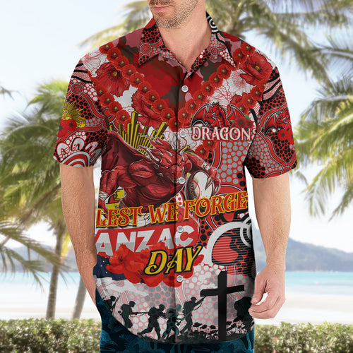 Personalised Dragons ANZAC Day Hawaiian Shirt Aboriginal Rising Sun