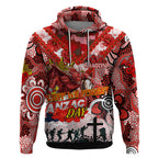 Personalised Dragons ANZAC Day Hoodie Aboriginal Rising Sun