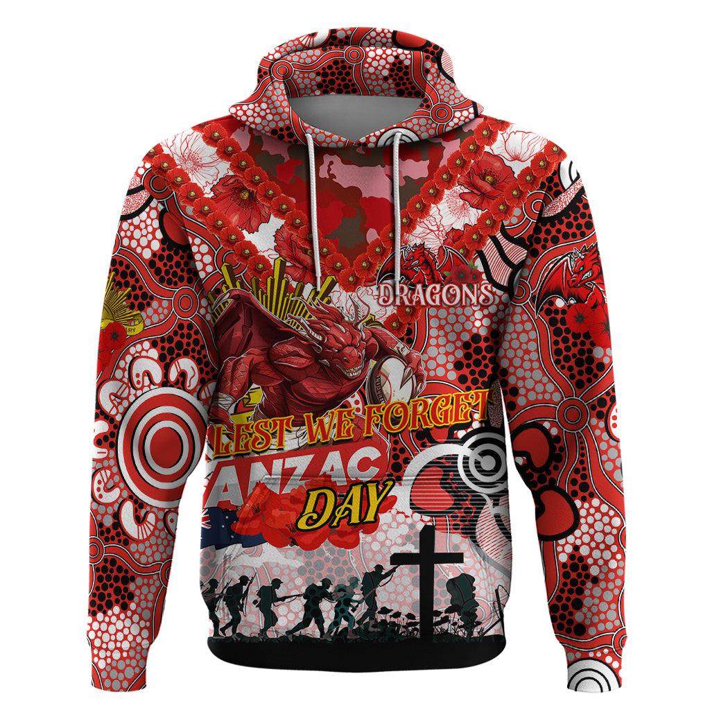 Personalised Dragons ANZAC Day Hoodie Aboriginal Rising Sun
