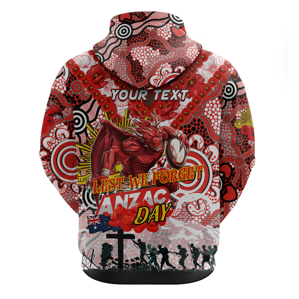 Personalised Dragons ANZAC Day Hoodie Aboriginal Rising Sun