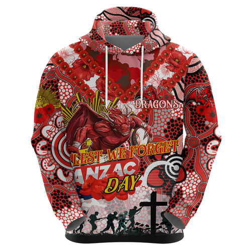 Personalised Dragons ANZAC Day Hoodie Aboriginal Rising Sun