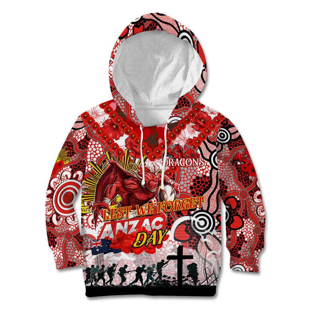Personalised Dragons ANZAC Day Kid Hoodie Aboriginal Rising Sun