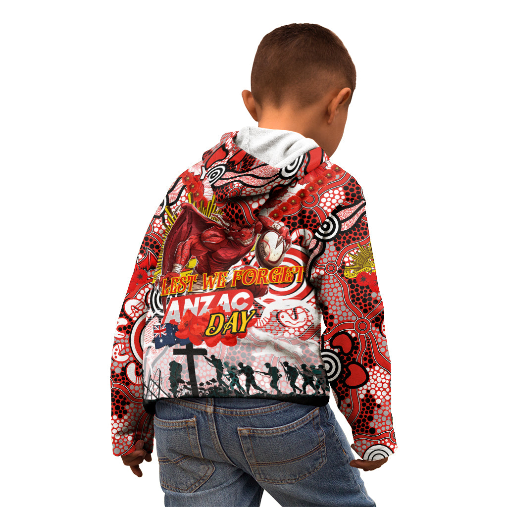 Personalised Dragons ANZAC Day Kid Hoodie Aboriginal Rising Sun
