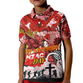 Personalised Dragons ANZAC Day Kid Polo Shirt Aboriginal Rising Sun