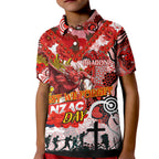 Personalised Dragons ANZAC Day Kid Polo Shirt Aboriginal Rising Sun