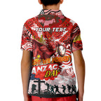 Personalised Dragons ANZAC Day Kid Polo Shirt Aboriginal Rising Sun