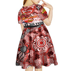 Personalised Dragons ANZAC Day Kid Short Sleeve Dress Aboriginal Rising Sun