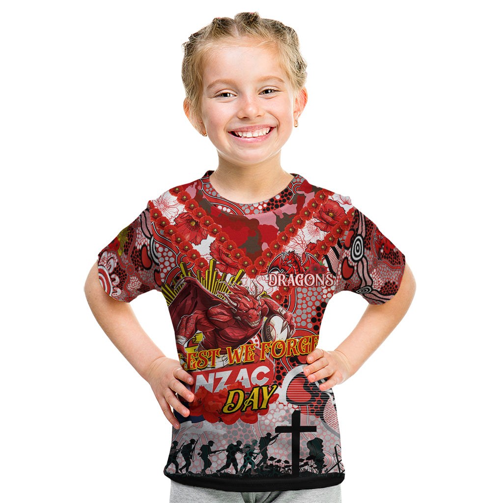 Personalised Dragons ANZAC Day Kid T Shirt Aboriginal Rising Sun