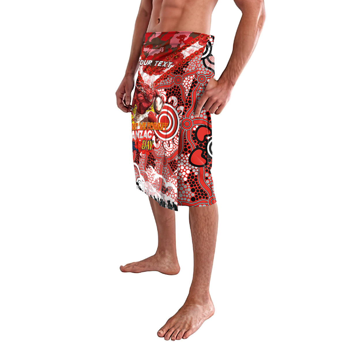 Personalised Dragons ANZAC Day Lavalava Aboriginal Rising Sun