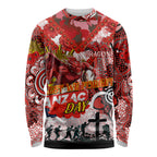Personalised Dragons ANZAC Day Long Sleeve Shirt Aboriginal Rising Sun
