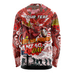 Personalised Dragons ANZAC Day Long Sleeve Shirt Aboriginal Rising Sun