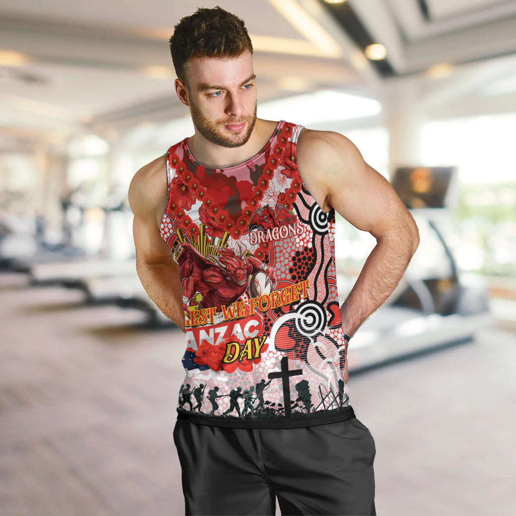Personalised Dragons ANZAC Day Men Tank Top Aboriginal Rising Sun